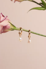 Pearl Huggie Hoops