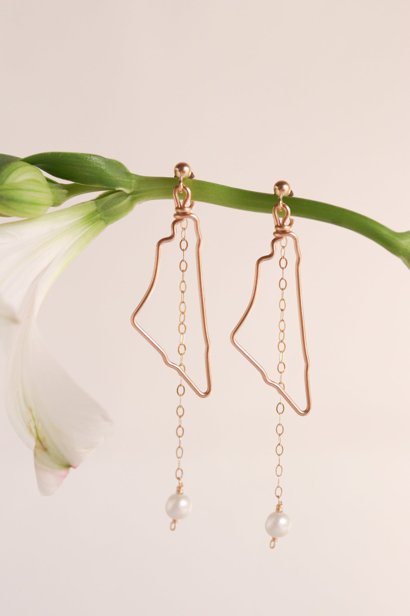 Pearl Map of Palestine Earrings