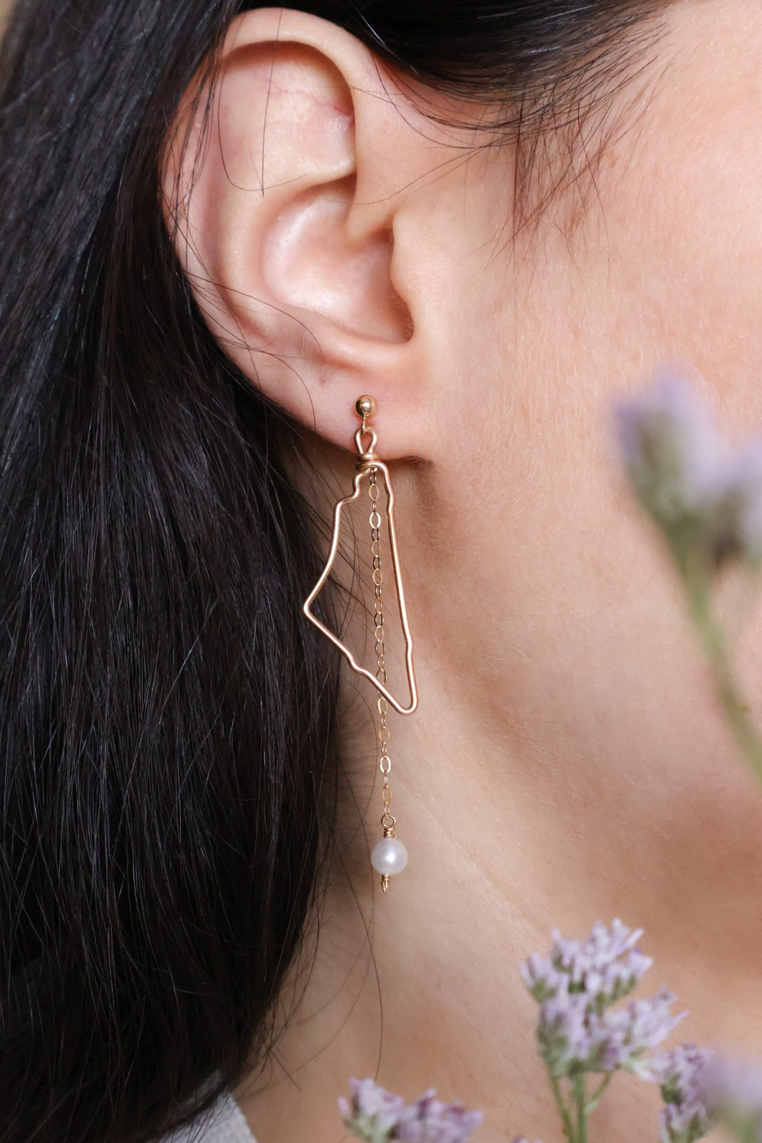 Pearl Map of Palestine Earrings