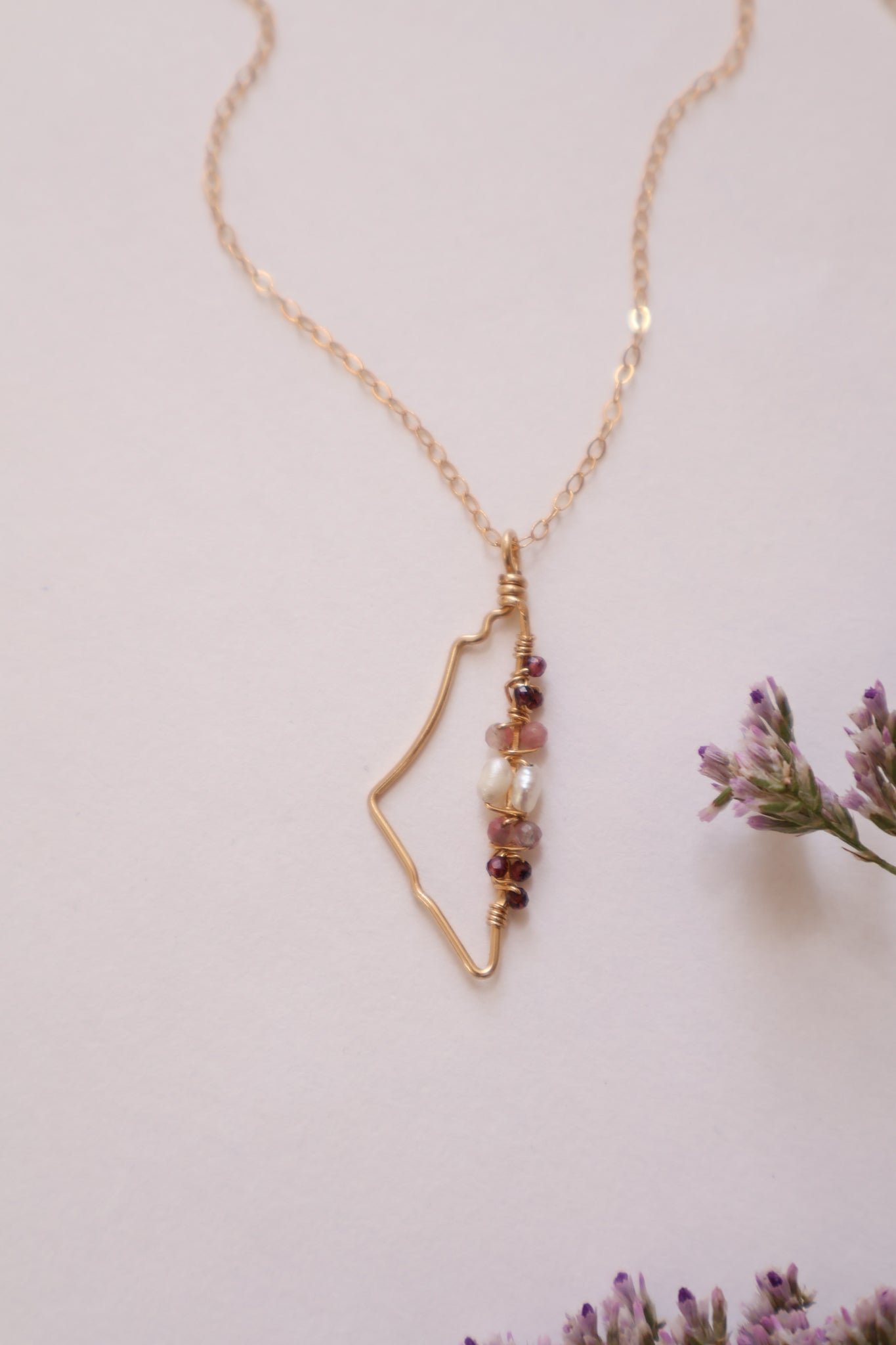 Cherry Blossoms Map Necklace