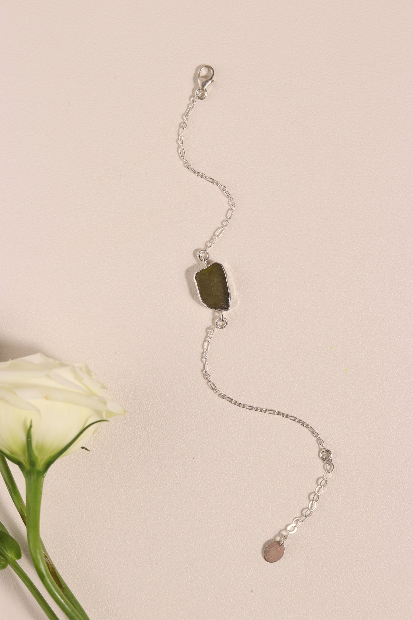 Dark Green Sea Glass Bracelet