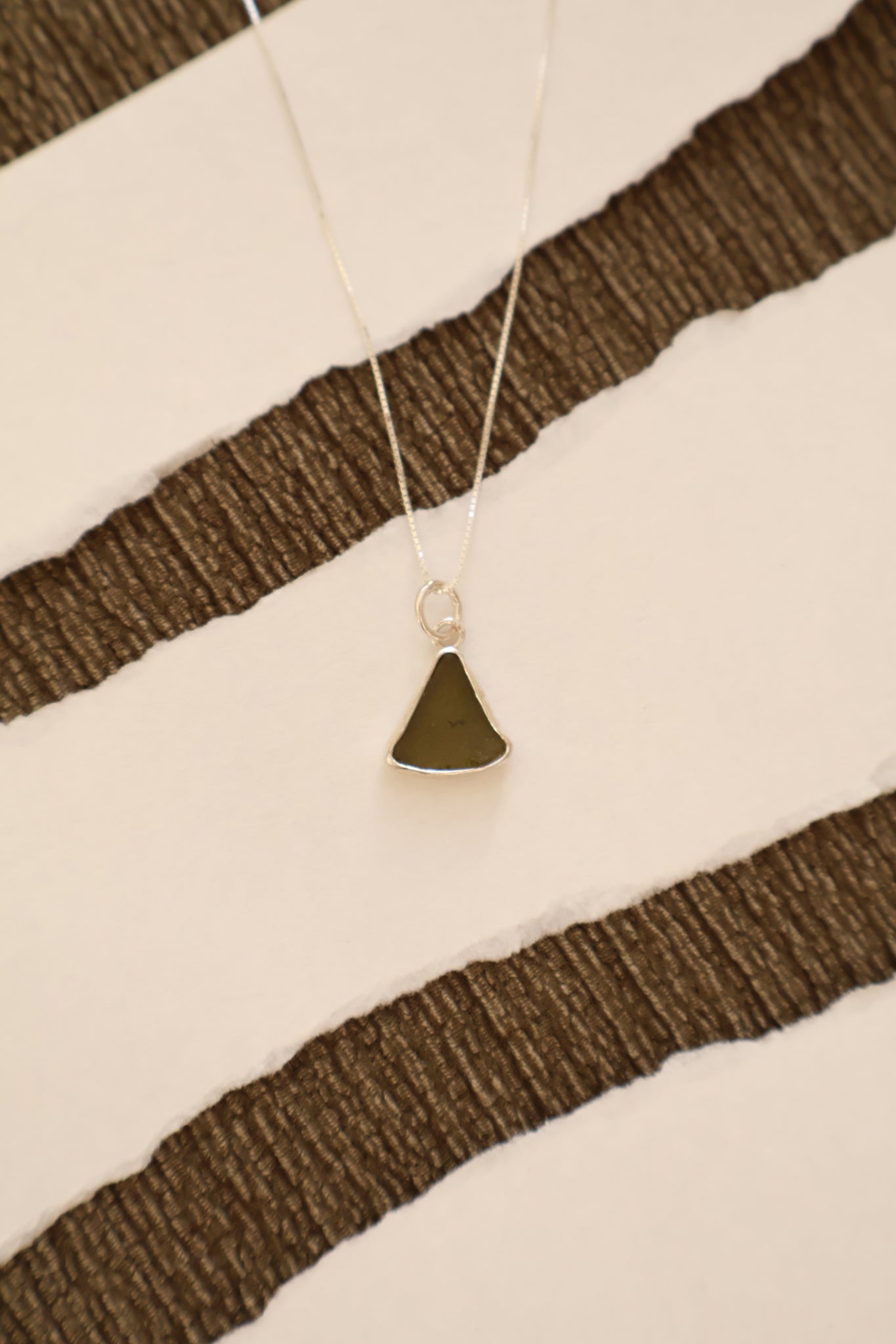 Olive Green Sea Glass Necklace
