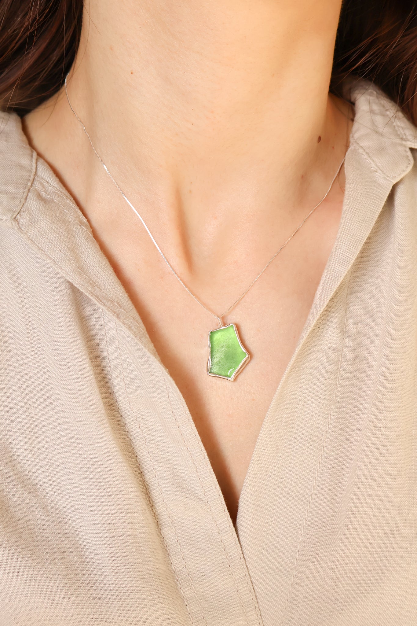 Green Sea Glass Necklace