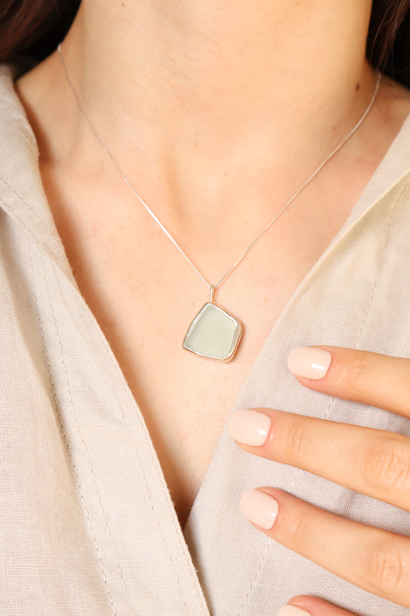 White Sea Glass Necklace