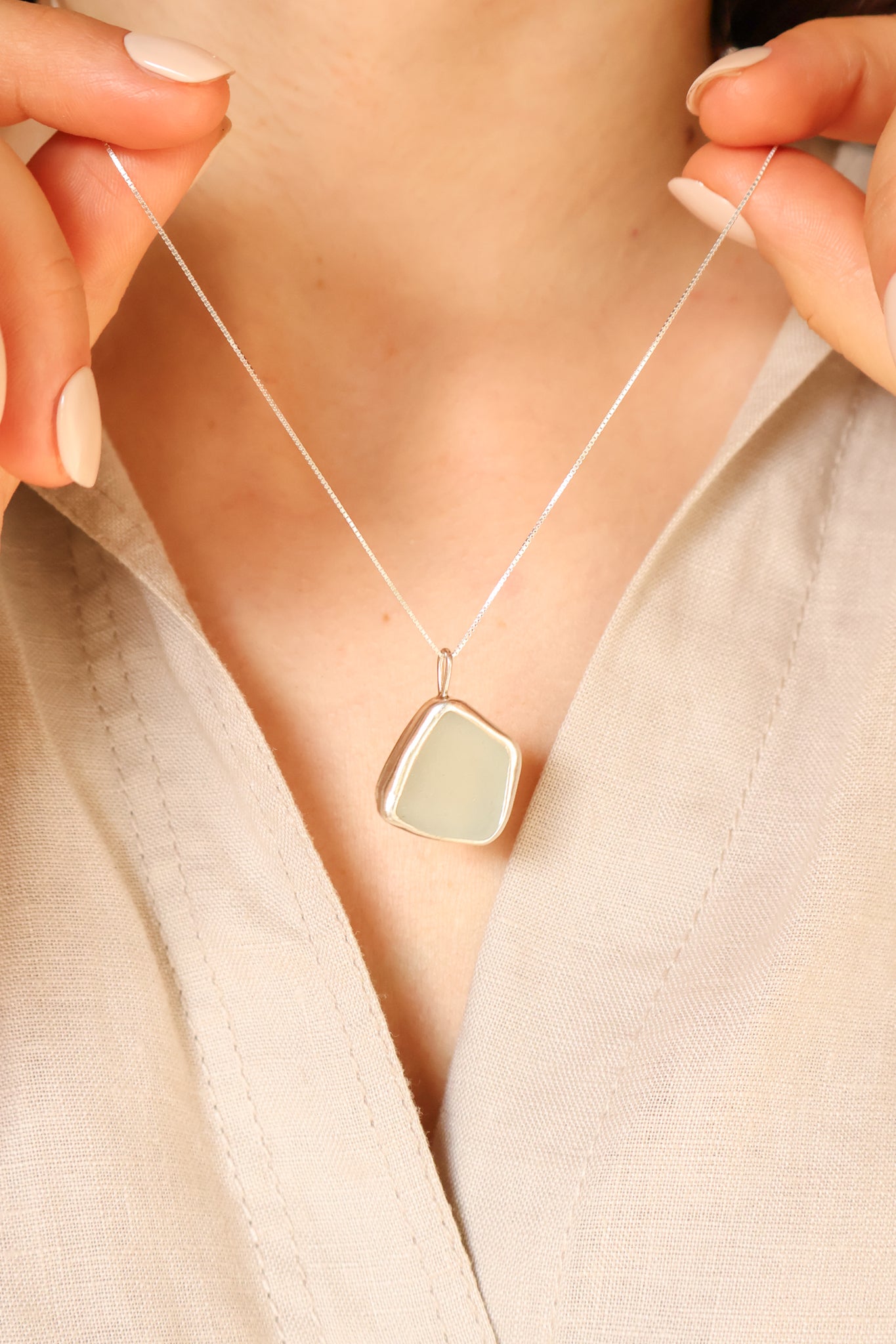 White Sea Glass Necklace