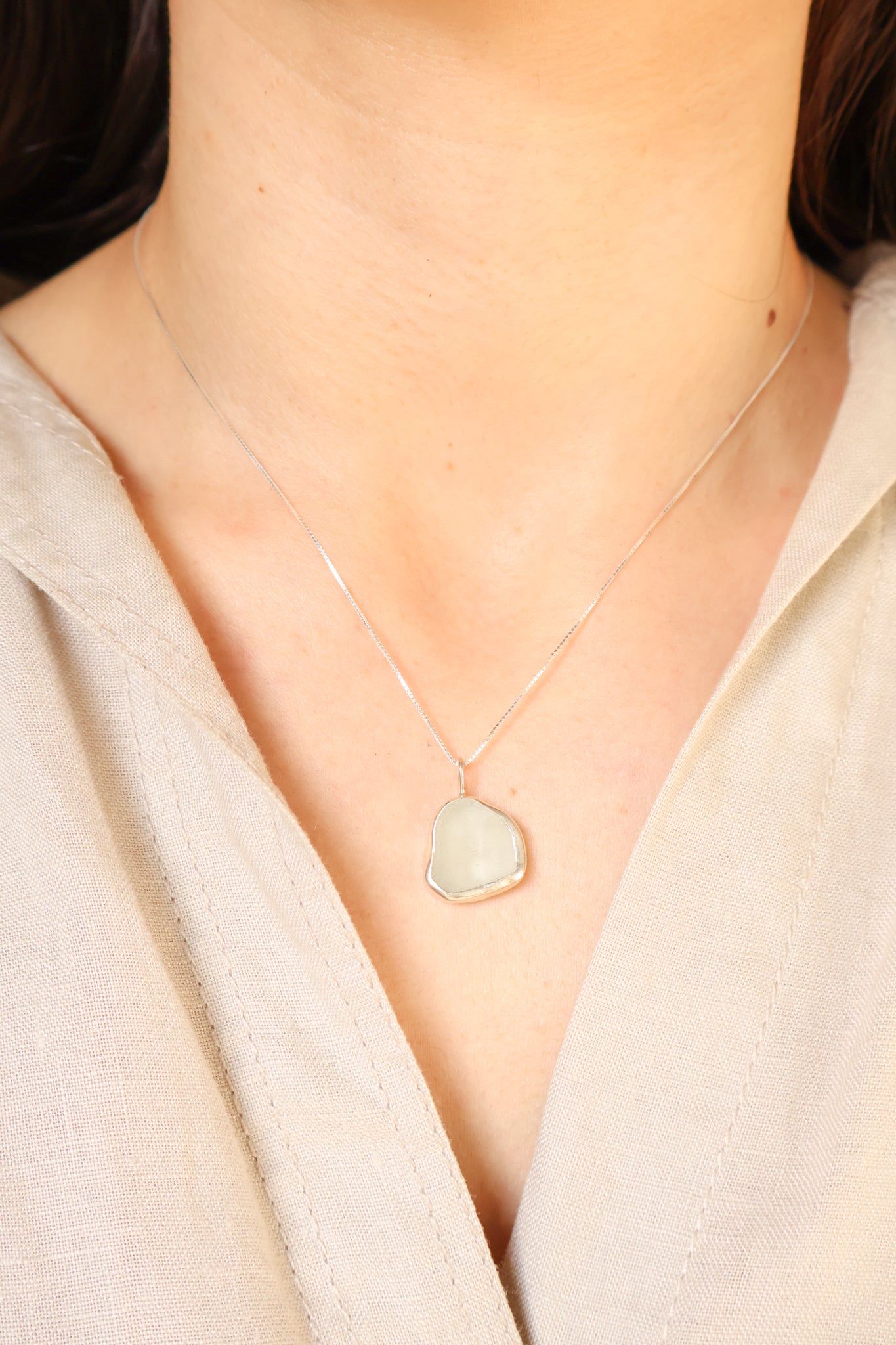 White Sea Glass Necklace