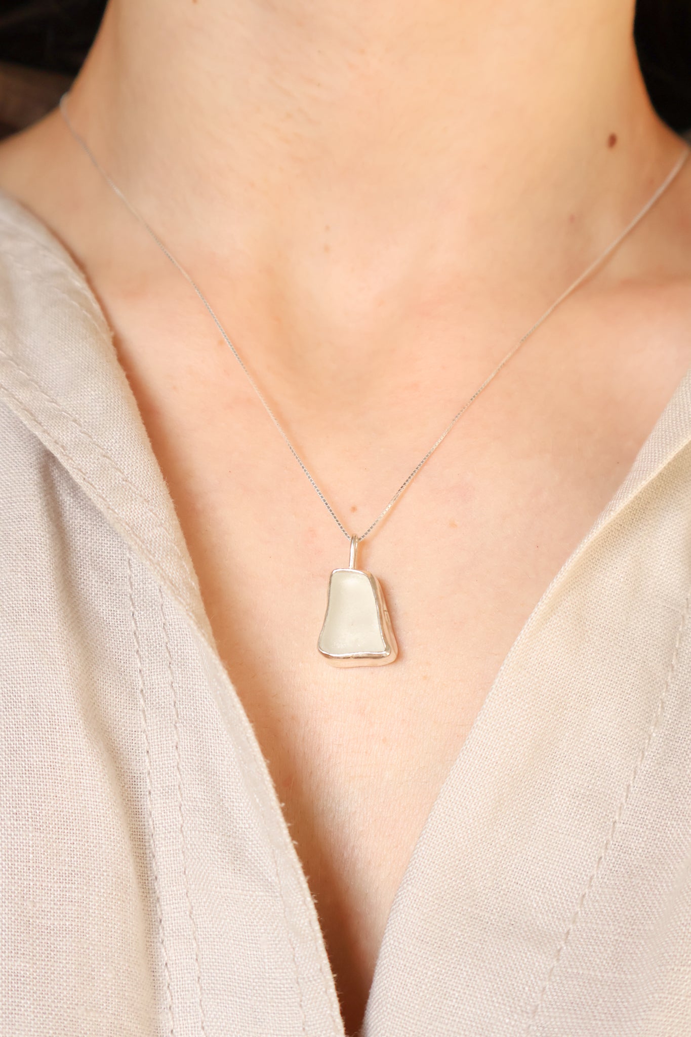 White Sea Glass Necklace