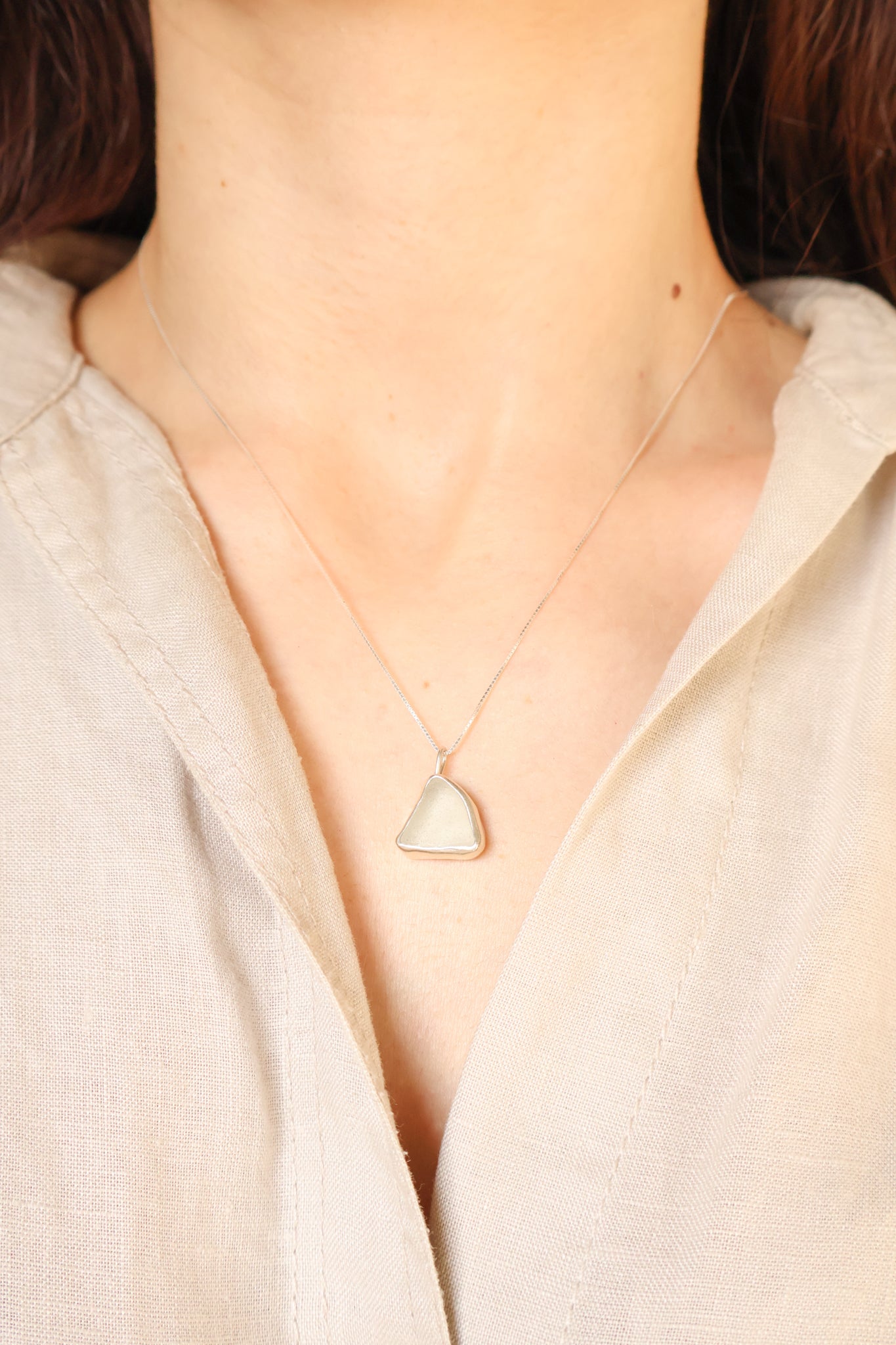 White Sea Glass Necklace