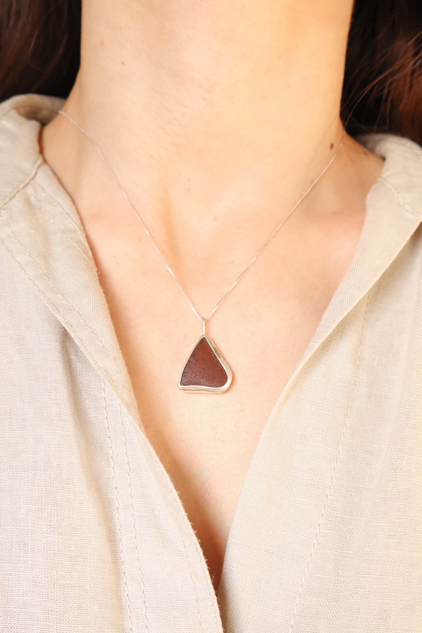 Brown Sea Glass Necklace