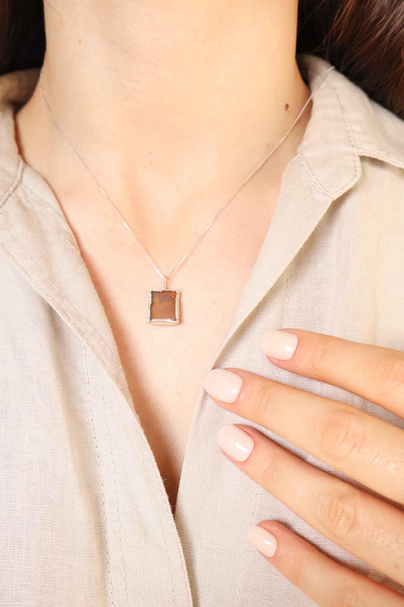 Brown Sea Glass Necklace