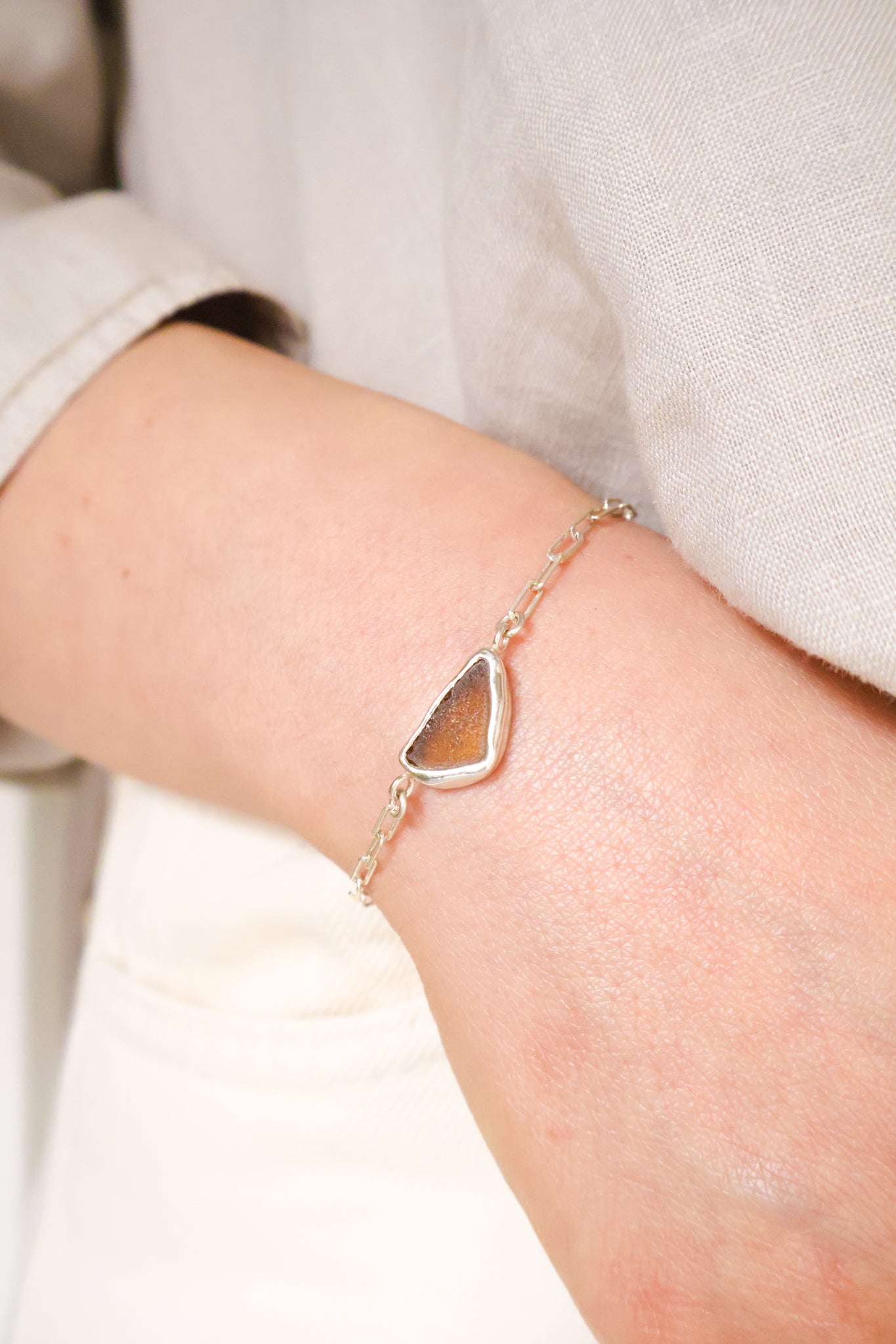 Brown Sea Glass Bracelet